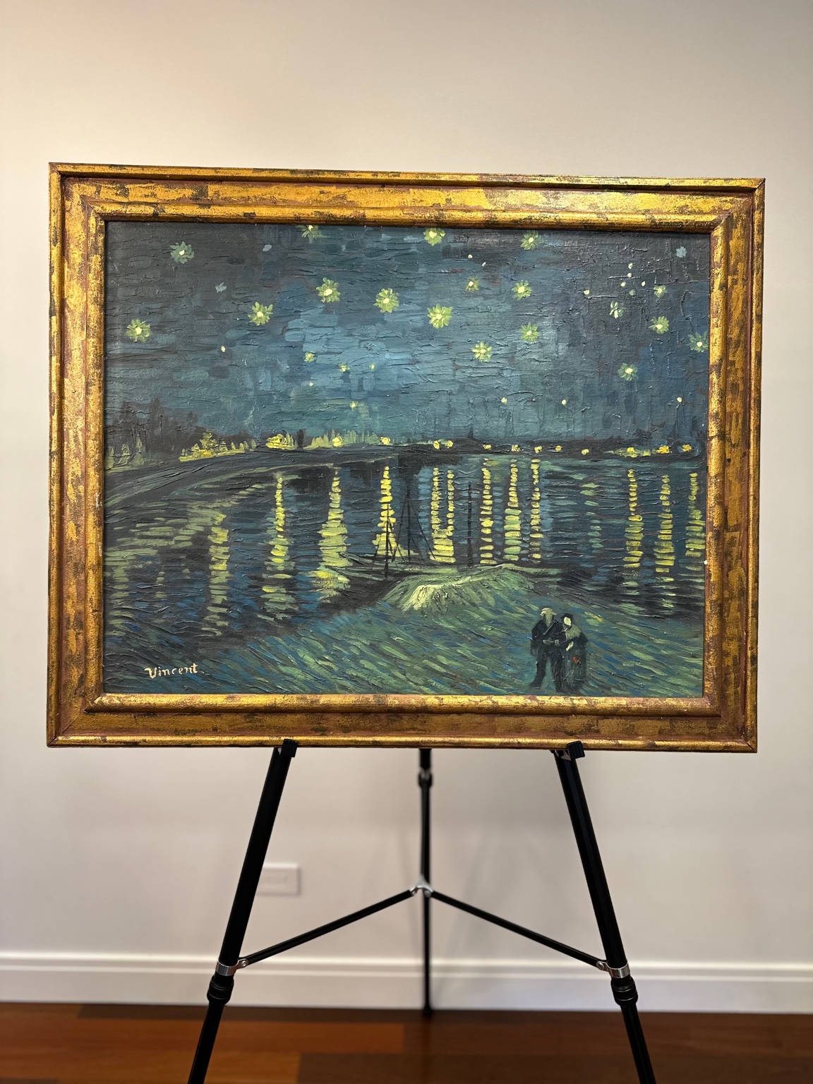 Van Gogh — Starry Night Over the Rhône (1888). Romantic night; city lights on water.