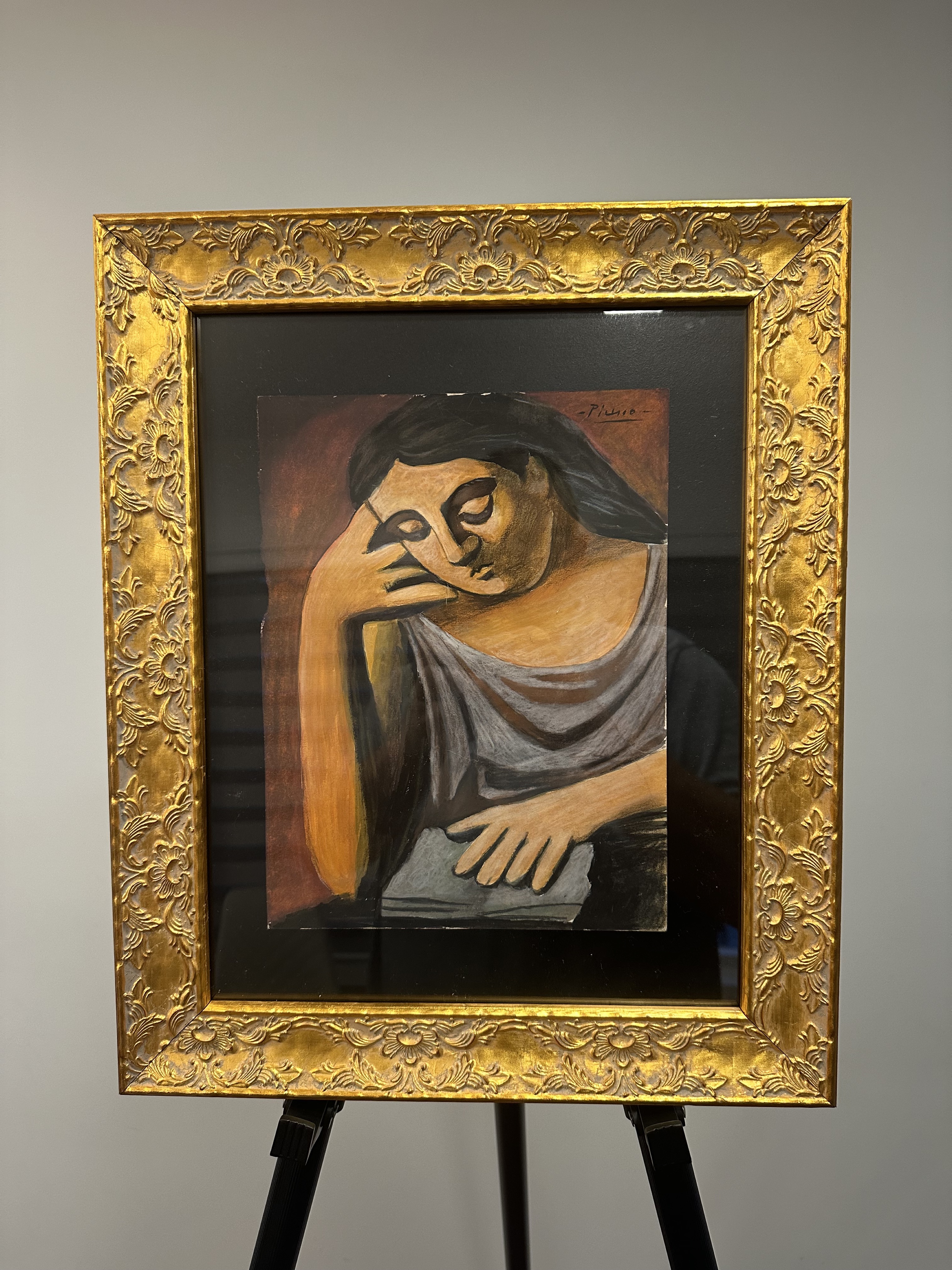 Woman Lost in Thought (after Picasso) — gouache; classicizing softness.