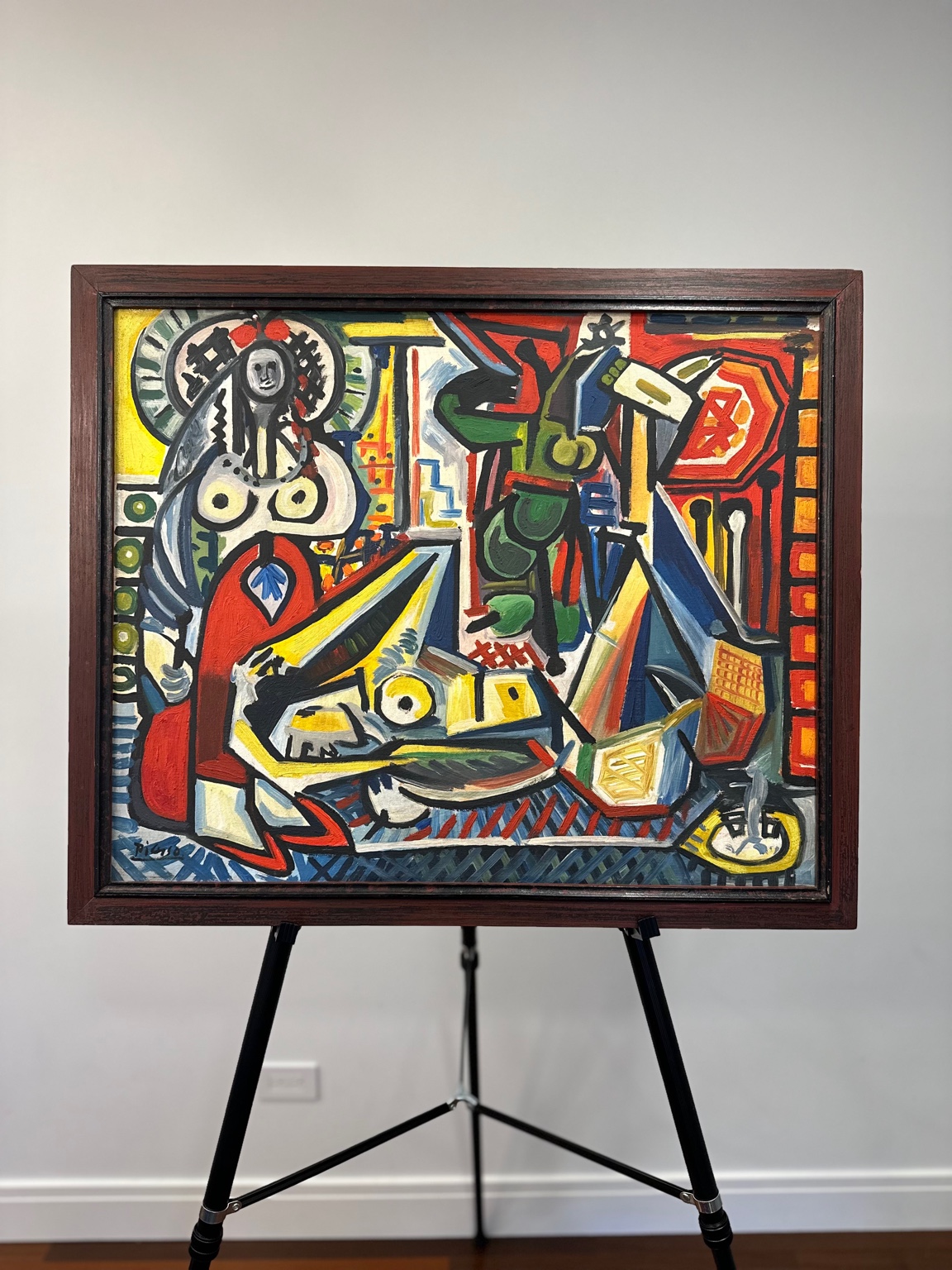 Picasso — Woman with Straw Hat & Green Background (1939). Dynamic Cubist portrait.