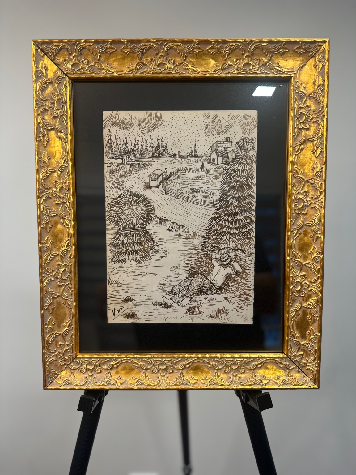 Rest by the Haystack (after Van Gogh) — pen; dotted/lined rhythm.