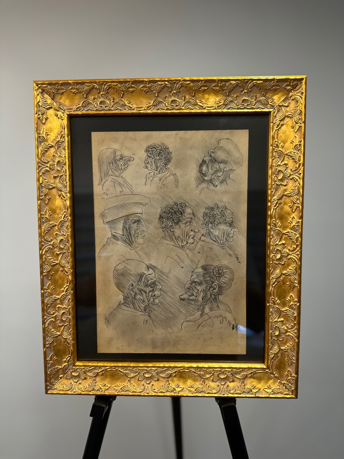 Studies of Caricatures (after Leonardo) — exaggerated profiles; brisk, nervous line.