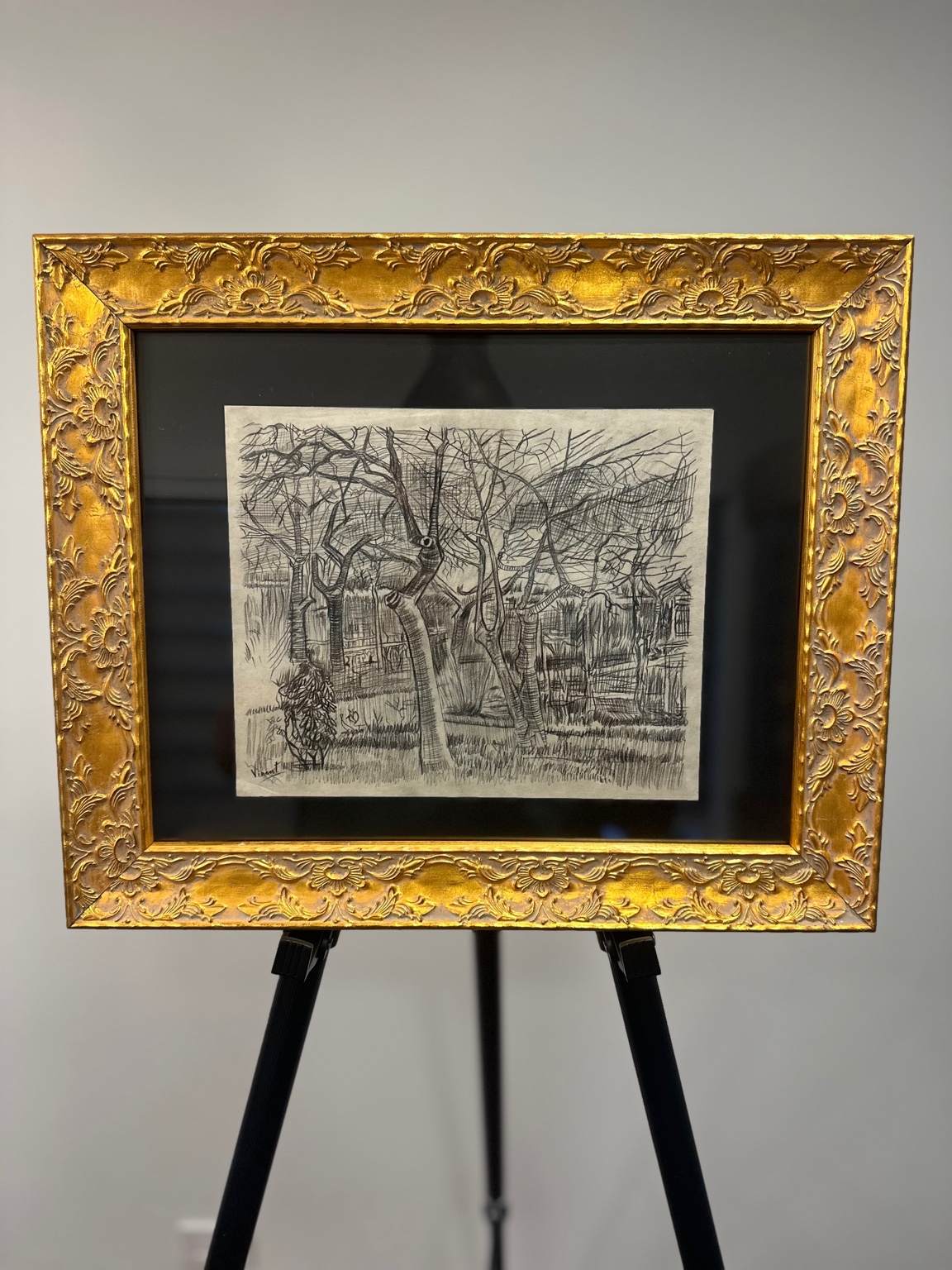 Orchards Behind the Fence (after Van Gogh) — pen; dense mesh of strokes.