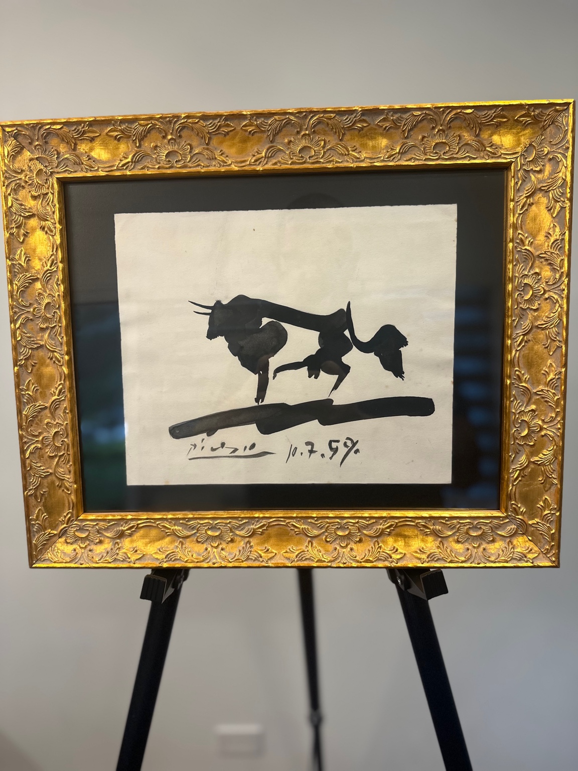 Bull and Torero, 10.07.59 (after Picasso) — ink; calligraphic minimalism.