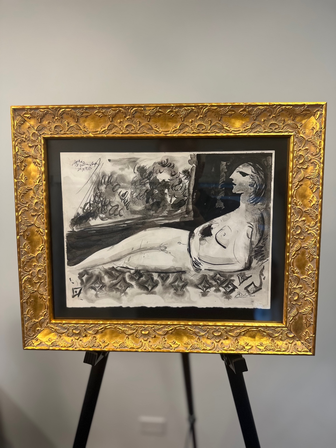 Reclining Nude, single-line (after Picasso, 1959) — minimal linearity.